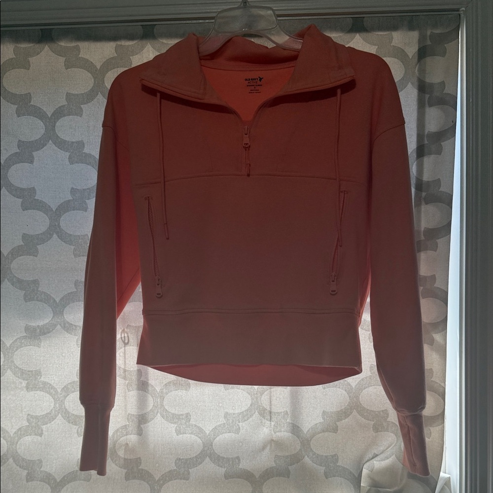 Old Navy Coral Half-Zip Cowl Neck Sweater